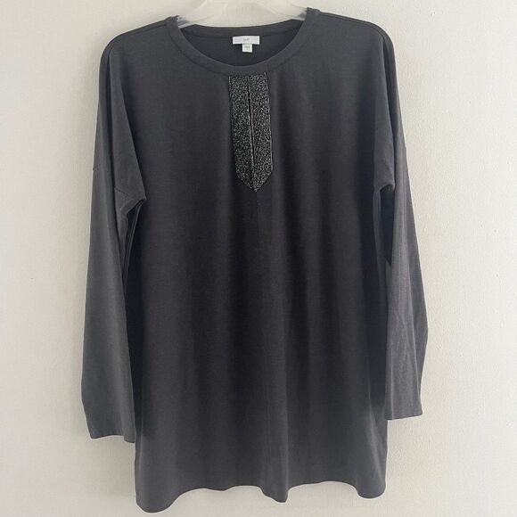 J.Jill women’s Top Blouse Large long sleeves Tunic decorated - Picture 1 of 13